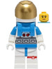 Lunar Research Astronaut - Female, White and Dark Azure Suit, White Helmet, Metallic Gold Visor, Peach Lips Smile (cty1423)