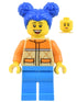 Woman - Tan and Orange Quilted Vest, Dark Azure Legs, Blue Pigtails, Freckles (cty1439)
