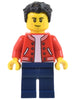 Man - Red Jacket, Dark Blue Legs, Black Hair, Smirk and Cheek Lines (cty1440)