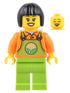 Farmer - Female, Lime Overalls over Orange Shirt, Lime Legs, Black Short Hair (cty1444)