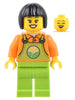 Farmer - Female, Lime Overalls over Orange Shirt, Lime Legs, Black Short Hair (cty1444)