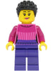 Car Driver - Female, Dark Pink Sweater, Dark Purple Legs, Black Hair (cty1463)