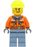 Train Worker - Male, Orange Safety Jacket, Sand Blue Legs, Neon Yellow Construction Helmet (cty1465)
