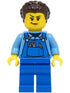 Stuntz Crew - Female, Blue Overalls over Medium Blue Shirt, Blue Legs, Dark Brown Hair, Back Print (cty1500)