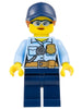 Police - City Officer Female, Bright Light Blue Shirt with Badge and Radio, Dark Blue Legs, Dark Blue Cap with Dark Orange Ponytail, Safety Glasses (cty1525)