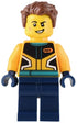 Custom Car Garage Driver - Male, Bright Light Orange Racing Jacket, Dark Blue Legs, Reddish Brown Hair (cty1536)