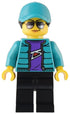 Custom Car Garage Driver - Female, Dark Turquoise Jacket, Black Legs, Dark Turquoise Ball Cap with Black Ponytail, Sunglasses (cty1537)