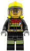 Fire - Female, Black Jacket and Legs with Reflective Stripes and Red Collar, Neon Yellow Fire Helmet, Trans-Brown Visor, Black Glasses (cty1544)