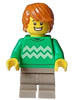 Cozy House Resident - Male, Bright Green Sweater with Bright Light Yellow Zigzag Lines, Dark Tan Medium Legs, Dark Orange Hair (cty1582)