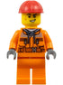 Construction Worker - Male, Orange Safety Jacket, Reflective Stripe, Sand Blue Hoodie, Orange Legs, Red Construction Helmet (cty1604)