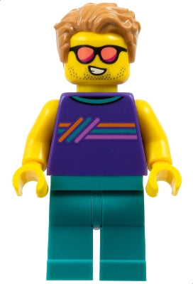 Ice-Cream Shop Customer - Male, Dark Purple Sleeveless Shirt with Stripes, Dark Turquoise Legs, Medium Nougat Hair, Sunglasses (cty1616)