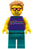 Ice-Cream Shop Customer - Male, Dark Purple Sleeveless Shirt with Stripes, Dark Turquoise Legs, Medium Nougat Hair, Sunglasses (cty1616)