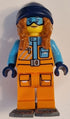 Arctic Explorer - Female, Orange Jacket, Dark Orange Braids with Dark Blue Beanie, Medium Azure Goggles, Dark Bluish Gray Snowshoes (cty1629)