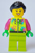 Mountain Bike Cyclist - Female, Neon Yellow Jacket with Paint Splotches, Lime Legs, Black Hair (cty1631)