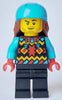 Snowboarder - Male, Geometric Jacket, Black Legs, Medium Azure Sports Helmet, Reddish Brown Long Hair (cty1633)