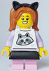 Child - Girl, White Top with Raccoon, Bright Pink Short Legs, Dark Orange Pigtails, Black Skirt and Cat Ears (cty1643)