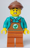 Sanitary Engineer - Male, Dark Turquoise Top, Dark Orange Overalls and Legs, Reddish Brown Flat Cap (cty1651)