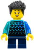 Child - Boy, Medium Azure Top with Triangles, Dark Blue Short Legs, Black Hair (cty1655)