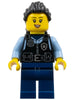 Police - City Officer Female, Black Safety Vest with Silver Star Badge Logo, Dark Blue Legs, Black Hair Long with Braided Ponytail (cty1703)
