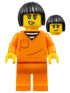 Police - City Jail Prisoner Female, Orange Prison Jumpsuit, Black Bob Cut Hair Short (cty1704)