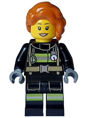 Fire - Female, Black Jacket and Legs with Reflective Stripes, Dark Orange Hair Wavy, Loose Braid (cty1713)