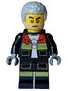 Fire - Male, Black Open Jacket and Legs with Reflective Stripes and Red Collar, Light Bluish Gray Coiled Hair (cty1716)