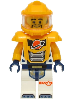 Astronaut - Male, White Spacesuit with Bright Light Orange Arms, Bright Light Orange Helmet, Bright Light Orange Armor (cty1745)