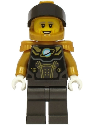 Astronaut - Male, Pearl Dark Gray and Pearl Gold Spacesuit, Pearl Gold Helmet, Black Visor, Pearl Gold Epaulettes (cty1755)