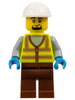Dock Worker - Male, Neon Yellow Reflective Vest, Reddish Brown Legs, White Construction Helmet, Goatee (cty1796)