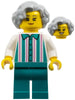 Harbor Shop Worker - Female, Light Bluish Gray Hair, White Shirt with Stripes, Dark Turquoise Legs (cty1798)