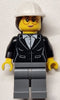 Construction Engineer / Architect - Female, Black Suit Jacket with White Button Up Shirt, Dark Bluish Gray Legs, White Construction Helmet with Dark Brown Ponytail Hair, Glasses (cty1816)