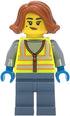 Scrapyard Worker - Female, Neon Yellow Safety Vest with Reflective Stripes, Sand Blue Legs, Dark Orange Hair, Beauty Mark (cty1859)