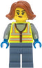 Scrapyard Worker - Female, Neon Yellow Safety Vest with Reflective Stripes, Sand Blue Legs, Dark Orange Hair, Beauty Mark (cty1859)