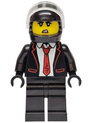 Police - City Bandit Crook Female, Black Tuxedo with Red Tie, Black Legs, Black Helmet (cty1969)