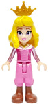 Aurora - Dark Pink Top, Metallic Pink Sleeves, Gold Necklace, Dark Pink Cropped Trousers, Reddish Brown Boots, Yellow Hair, Crown Tiara (dp194)