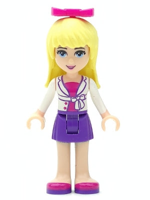 Friends Stephanie - Dark Purple Skirt, Magenta Top with White Jacket, Magenta Bow (frnd0042a)