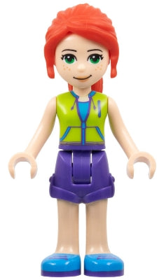 Friends Mia - Dark Purple Shorts, Lime Jacket Top, Red Hair (frnd0349)