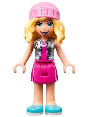 Friends Stephanie - Magenta Skirt and Top with Silver Vest, Bright Pink Hat (frnd0490)