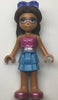 Friends Layla - Medium Blue Skirt, Dark Pink Top with Metallic Pink Belt, Sunglasses (frnd0503)