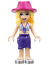 Friends Stephanie - Medium Blue Swimsuit Top, Dark Purple Skirt, Silver Shoes, Magenta Hat (frnd0511)
