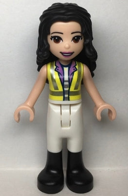 Friends Emma - Neon Yellow Safety Vest, White Trousers with Black Boots (frnd0540)