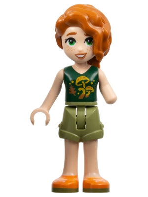 Friends Autumn - Dark Green Top with Mushrooms, Olive Green Shorts, Orange Shoes (frnd0576)