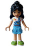 Friends Liann - Bright Light Blue Overalls over White Shirt, Bright Light Blue Shorts, Lime Shoes (frnd0600)