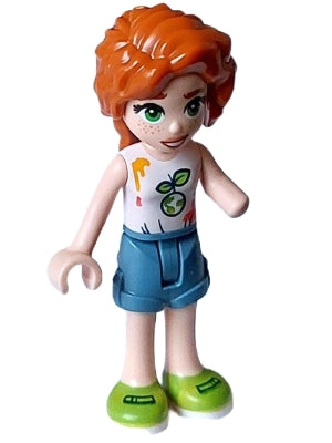 Friends Autumn - White Sleeveless Top, Sand Blue  Shorts, Lime Shoes (frnd0601)
