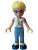 Friends Olly - White Shirt with Dark Pink Short Sleeves, Sand Blue Trousers, Dark Blue Shoes (frnd0630)