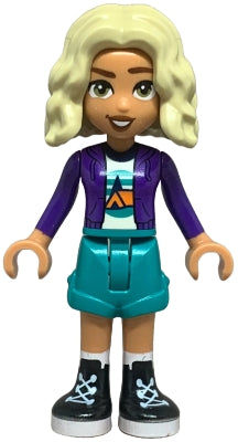 Friends Nova - Dark Purple Hoodie, White Shirt with Tent, Dark Turquoise Shorts, Black and White Boots (frnd0738)