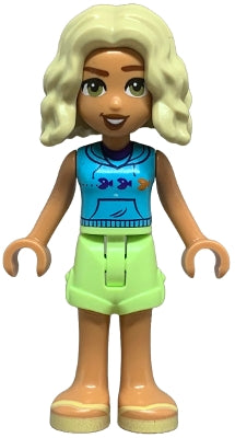 Friends Nova - Medium Azure Sleeveless Hoodie, Yellowish Green Shorts, Bright Light Yellow Sandals (frnd0739)