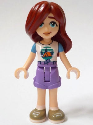 Friends Paisley - White T-Shirt with Tent, Medium Lavender Shorts, Dark Tan Shoes (frnd0741)