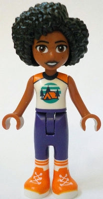 Friends Jamila - White Sleeveless Top with Tent, Dark Purple Trousers, Orange Shoes (frnd0758)