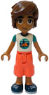 Friends Leo - White T-Shirt with Tent, Coral Cropped Trousers, Dark Blue Shoes (frnd0759)